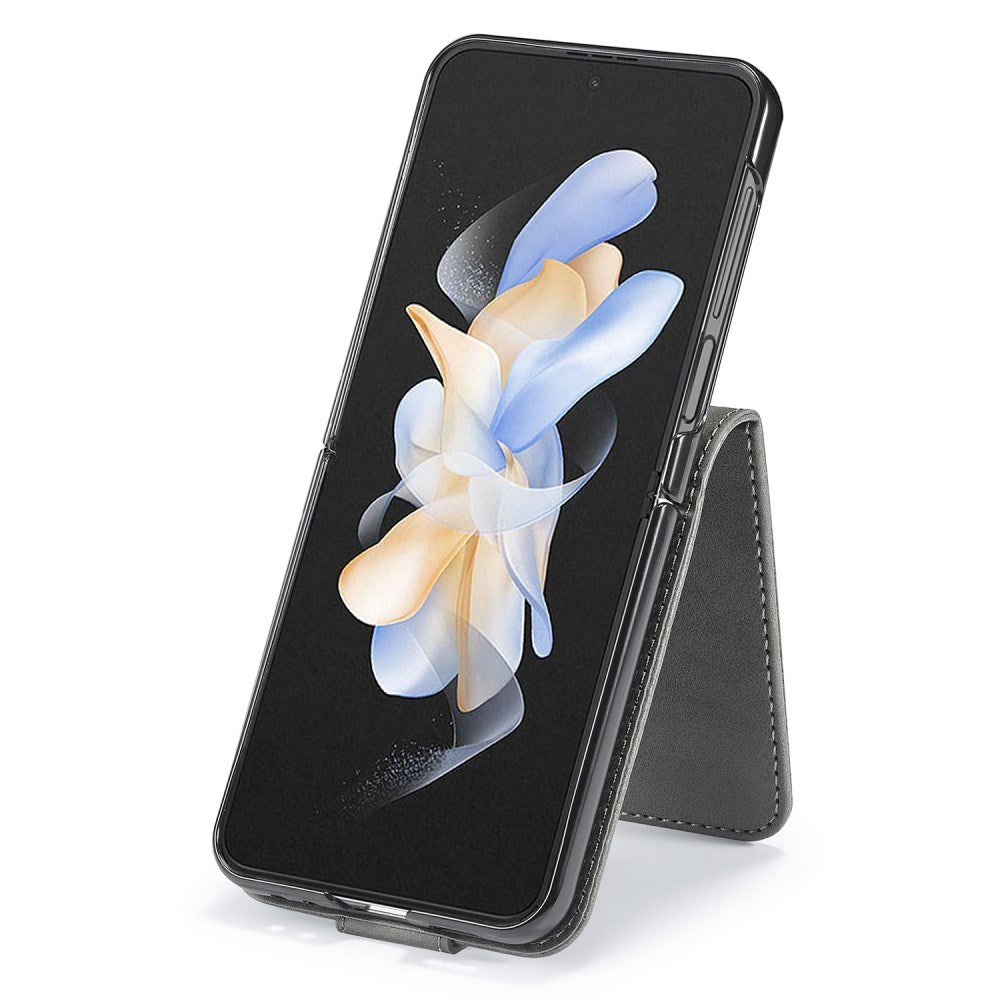 EIDERWOOD Samsung Galaxy Z Flip7 FE / Flip6 Faux Leather Flip Case with Cardholder & Stand Function - Grey