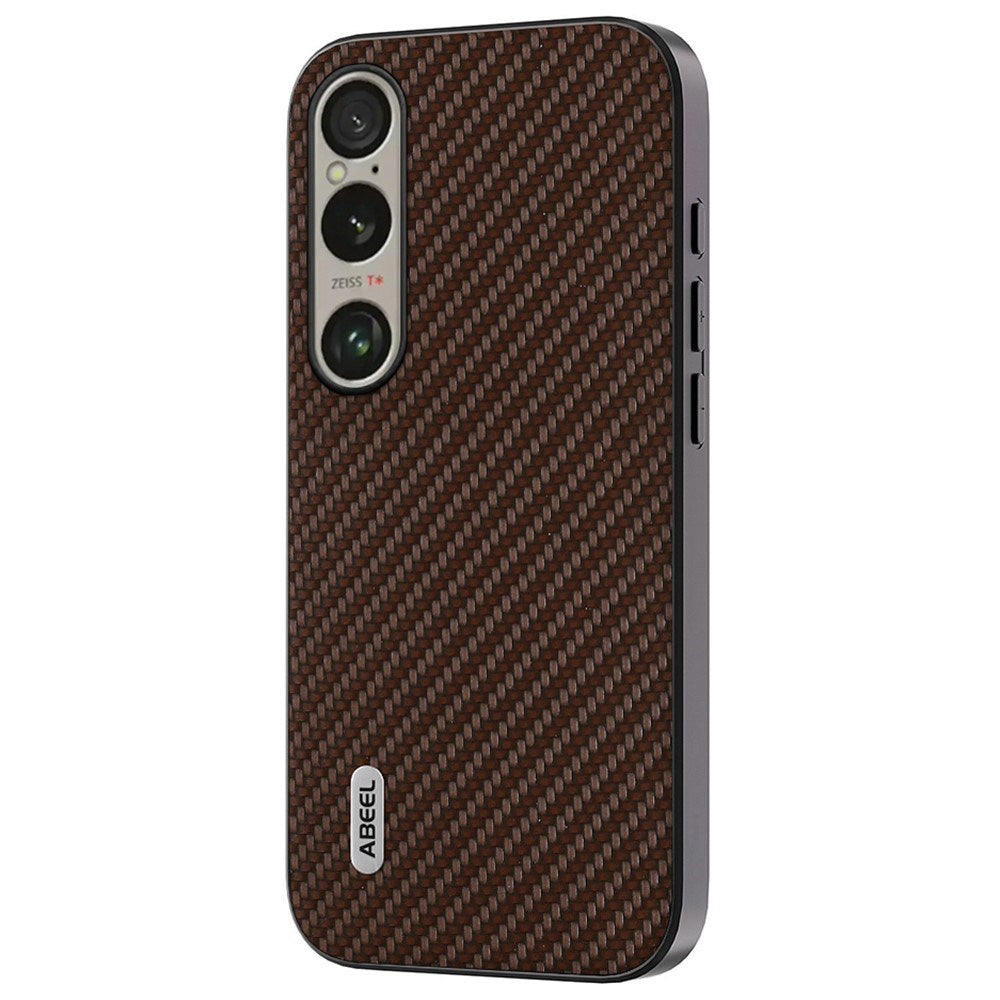 Sony Xperia 1 VI Carbon Fiber Leather Covered Case - Brown