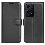 EIDERWOOD Honor 200 Lite Faux Leather Flip Case with Cardholder & Stand Function - Black