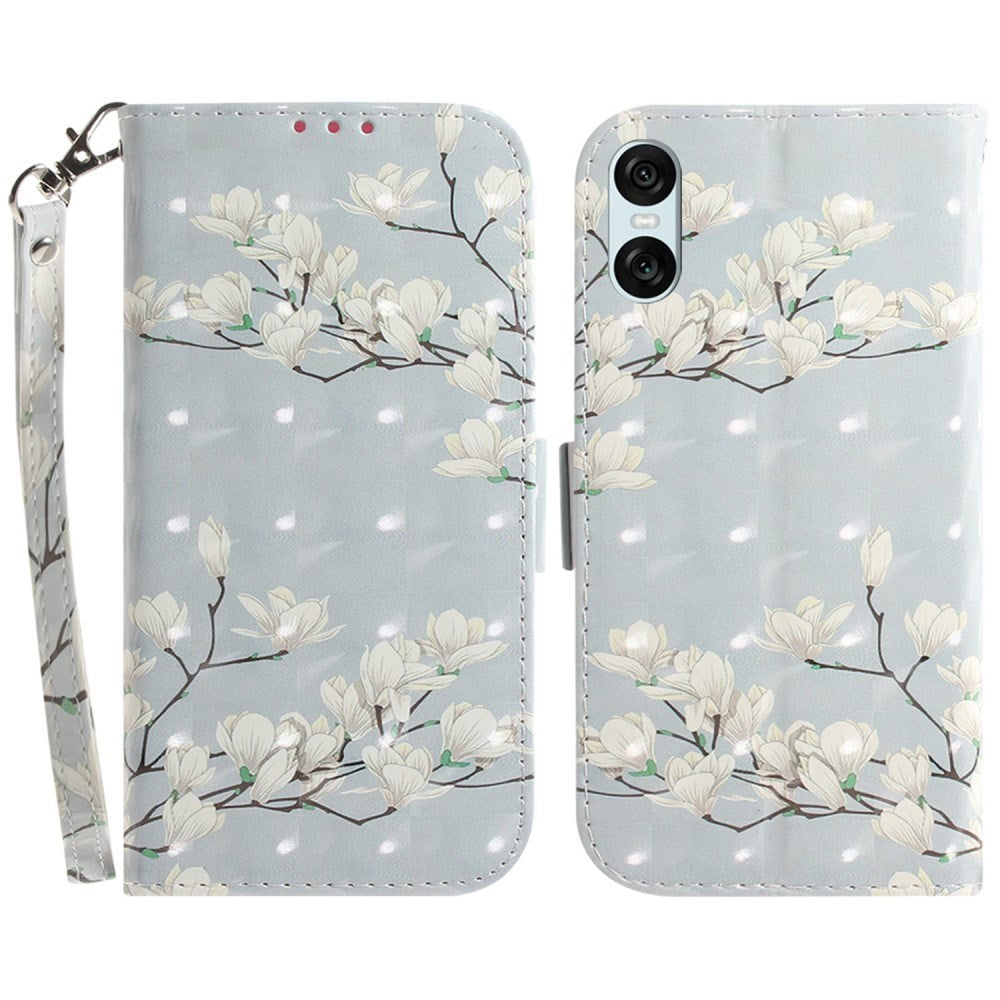 EIDERWOOD Sony Xperia 5 VI Leatherette Case w. Purse & Strap - Magnolia Flowers