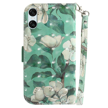 EIDERWOOD Sony Xperia 5 VI Leatherette Case w. Purse & Strap - White Flowers