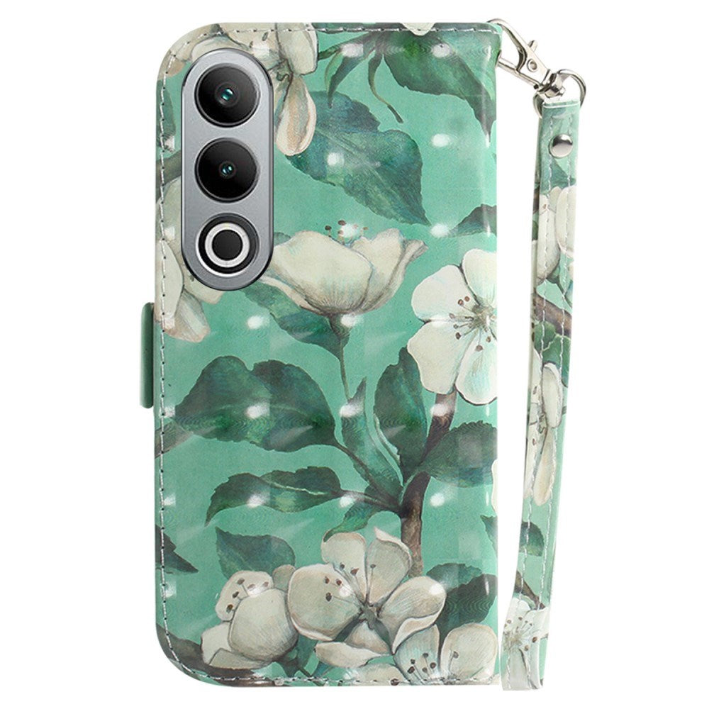 EIDERWOOD OnePlus Nord CE4 (5G) Artificial Leather Case w. Print & Strap - Green with Flowers