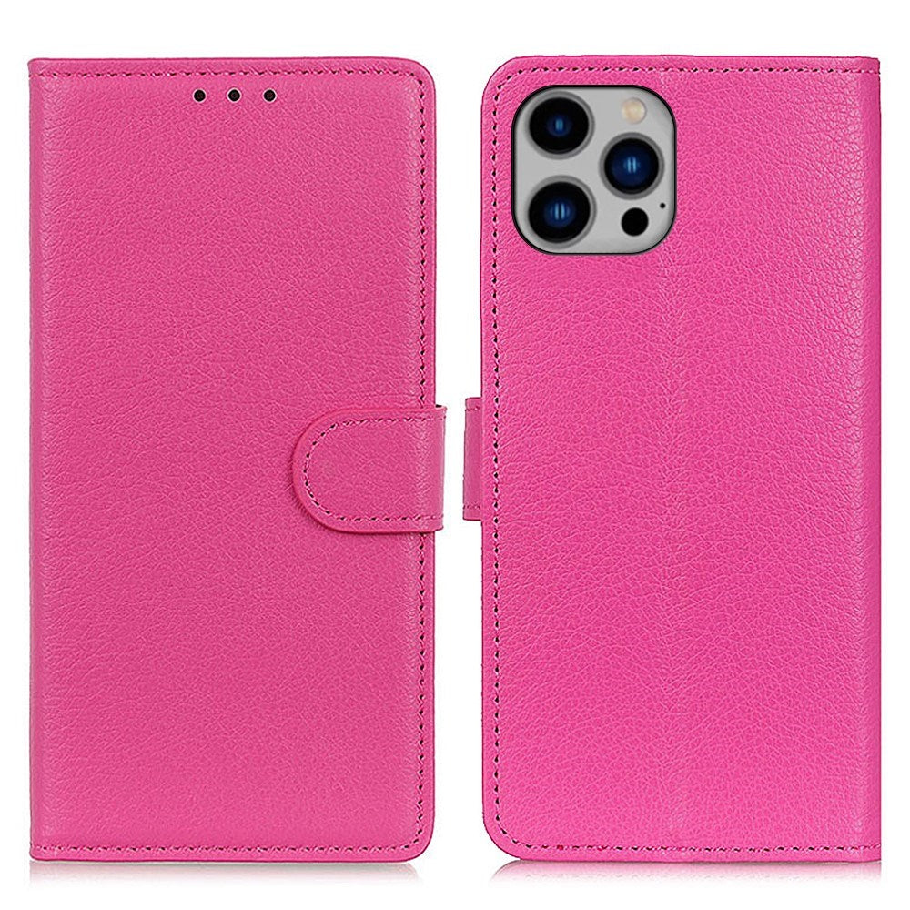 EIDERWOOD iPhone 16 Pro Max Litchi Leather Wallet Case - Pink