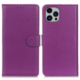 EIDERWOOD iPhone 16 Pro Max Litchi Leather Wallet Case - Purple