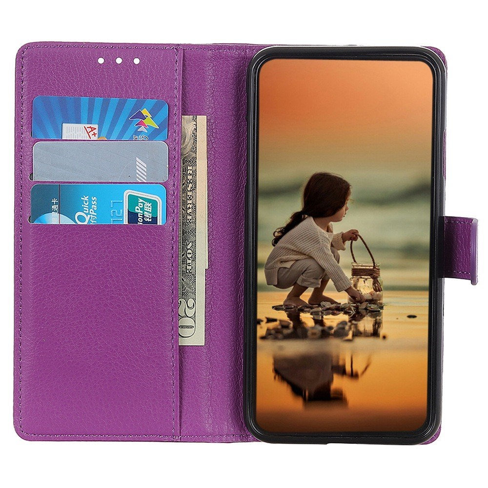 EIDERWOOD iPhone 16 Pro Max Litchi Leather Wallet Case - Purple