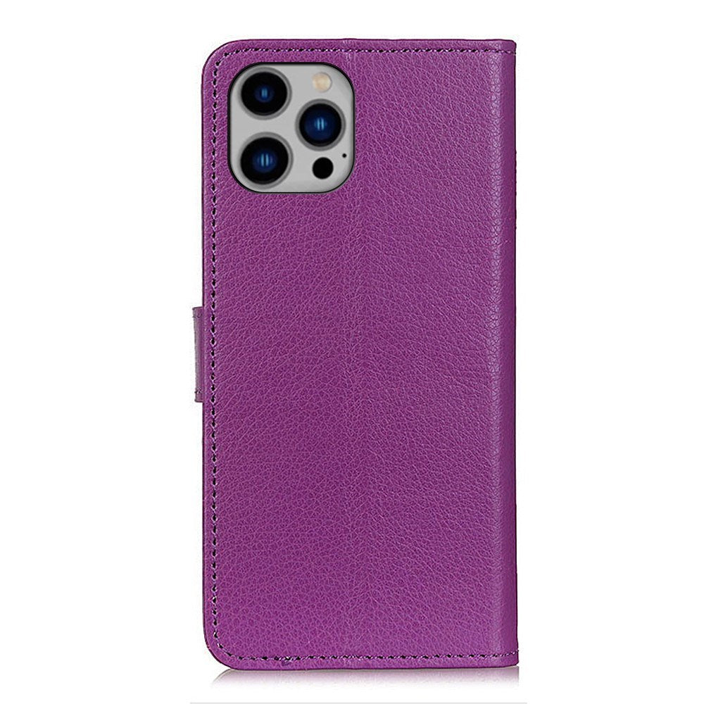 EIDERWOOD iPhone 16 Pro Max Litchi Leather Wallet Case - Purple