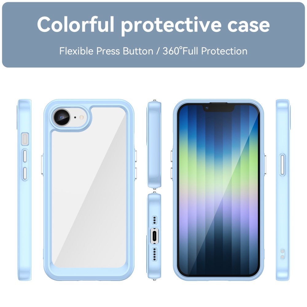 EIDERWOOD iPhone 16e Hybrid Plastic Case - Transparent / Blue Edge