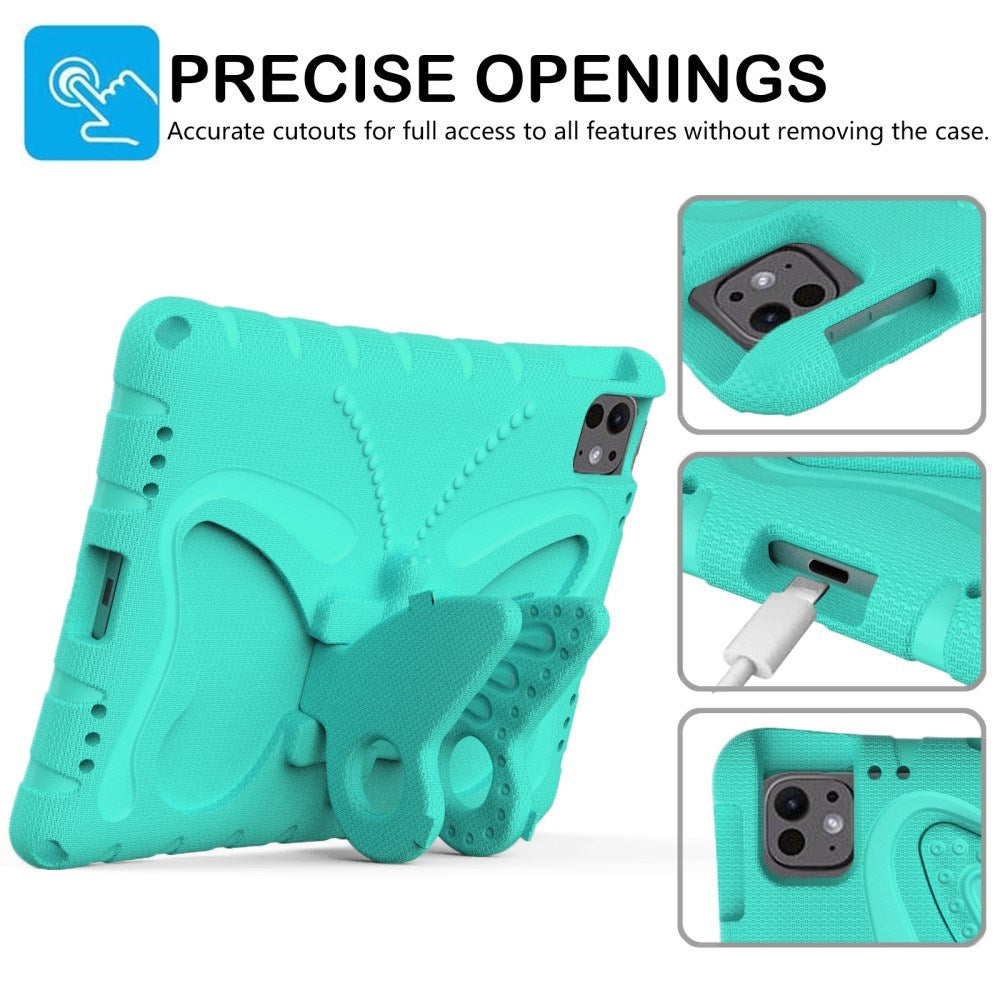 EIDERWOOD iPad Pro 11" (2024) Kids Case - Butterfly Kickstand Case - Mint Green