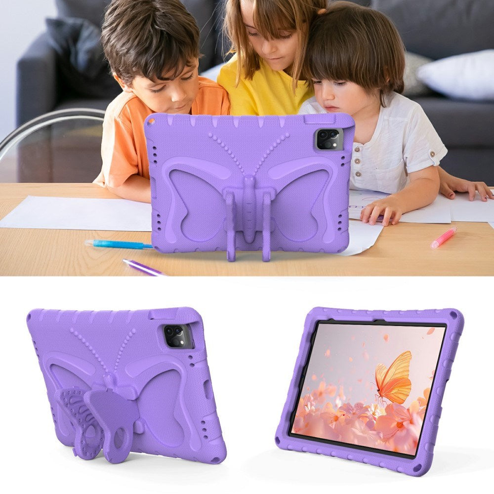 EIDERWOOD iPad Air / Pro 13" (2024) / Pro 12.9" (2022-2018) Kids Case - Butterfly Kickstand Case - Purple