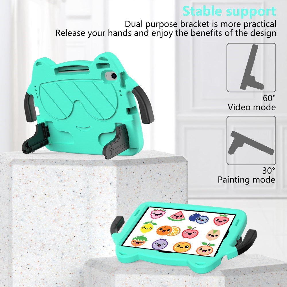 EIDERWOOD iPad Air 11" (2024) Kids Case - Smiley - Kickstand & Handle - Mint Green