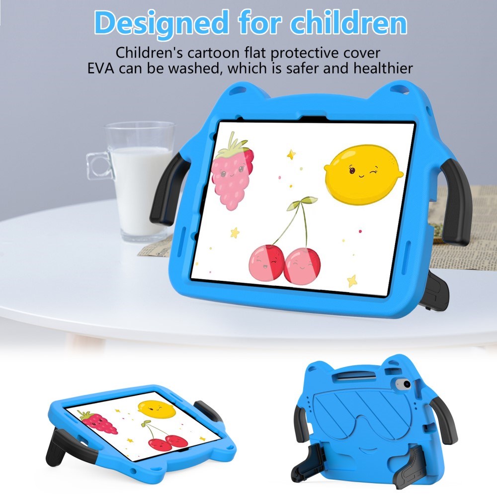 EIDERWOOD iPad Air 11" (2024) Kids Case - Smiley - Kickstand & Handle - Blue