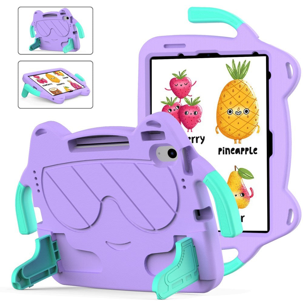 EIDERWOOD iPad Air 11" (2024) Kids Case - Smiley - Kickstand & Handle - Purple