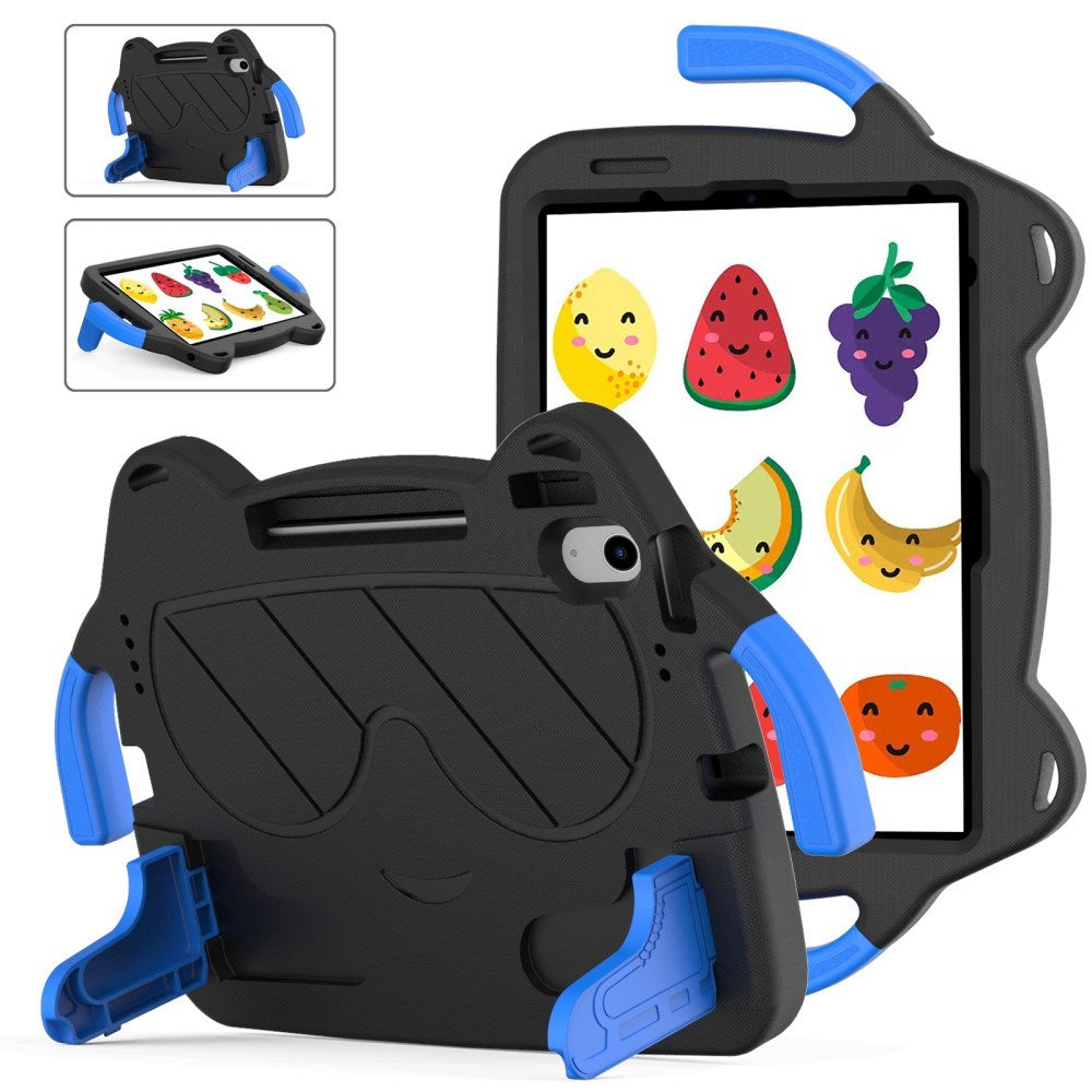 EIDERWOOD iPad Air 11" (2024) Kids Case - Smiley - Kickstand & Handle - Black