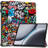 EIDERWOOD OnePlus Pad 2 Tri-Fold PU Flip Case with Sleep / Wake-up Function - Graffiti