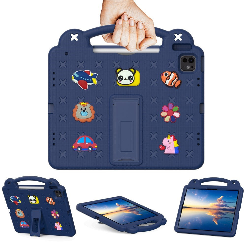 EIDERWOOD iPad Air 13" (2025 / 2024) / Pro 13" (2025 / 2024) /12.9" (2022-2018) Kids Case with Kickstand & Hand Holder - Dark Blue