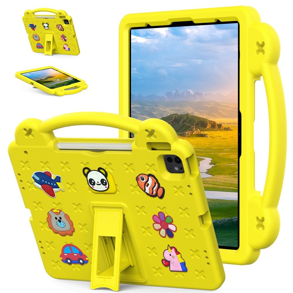 EIDERWOOD iPad Air 13" (2025 / 2024) / Pro 13" (2025 / 2024) /12.9" (2022-2018) Kids Case with Kickstand & Hand Holder - Yellow