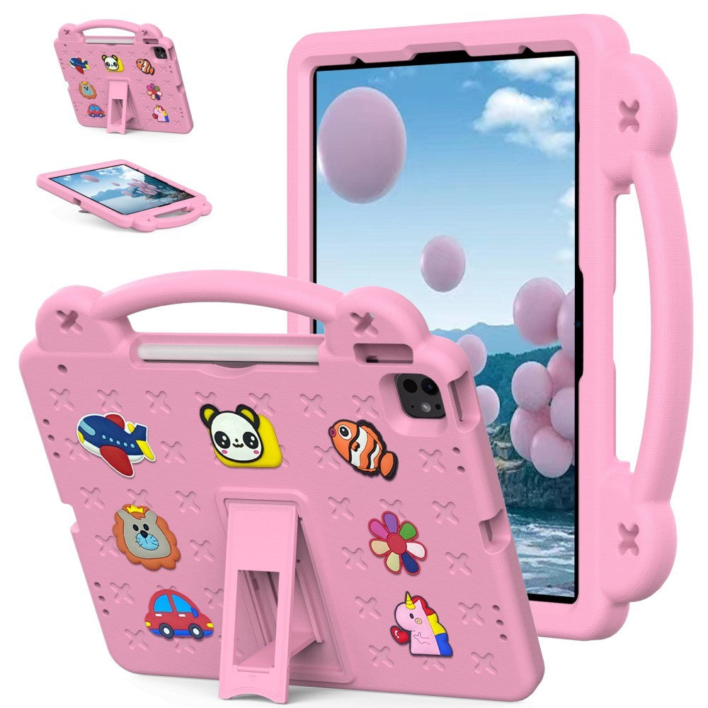 EIDERWOOD iPad Air 13" (2025 / 2024) / Pro 13" (2025 / 2024) /12.9" (2022-2018) Kids Case with Kickstand & Hand Holder - Pink