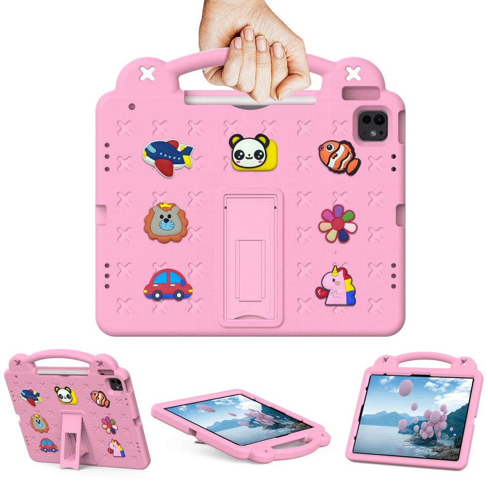 EIDERWOOD iPad Air 13" (2025 / 2024) / Pro 13" (2025 / 2024) /12.9" (2022-2018) Kids Case with Kickstand & Hand Holder - Pink