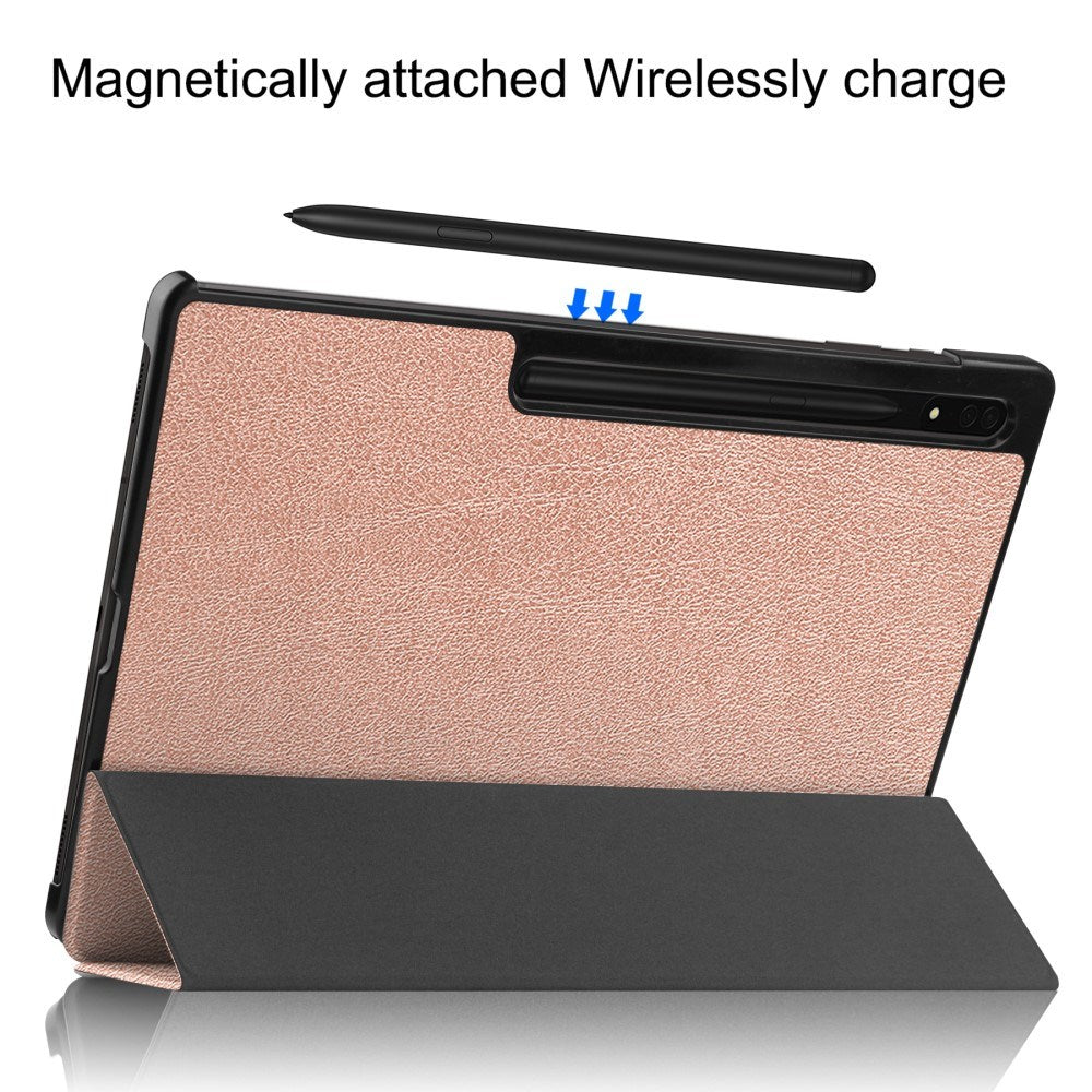 EIDERWOOD Samsung Galaxy Tab S10 Ultra Tri-Fold Leather Case with Stand - Rose Gold