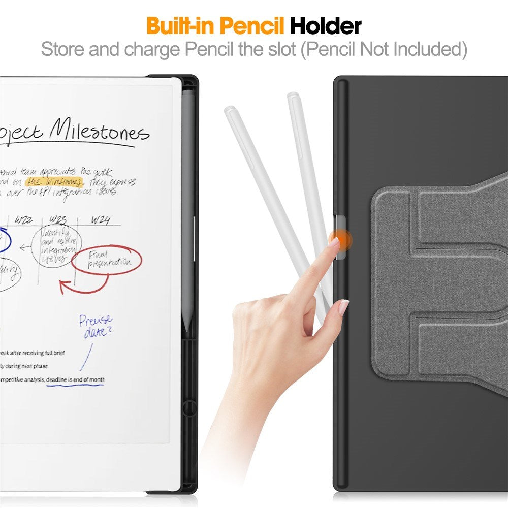 EIDERWOOD ReMarkable Paper Pro Faux Leather Plastic Case with Pen Holder - Grey