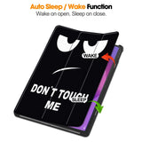 EIDERWOOD Lenovo IdeaTab Pro Tri-Fold Faux Leather Flip Case with Pattern - Don't Touch Me