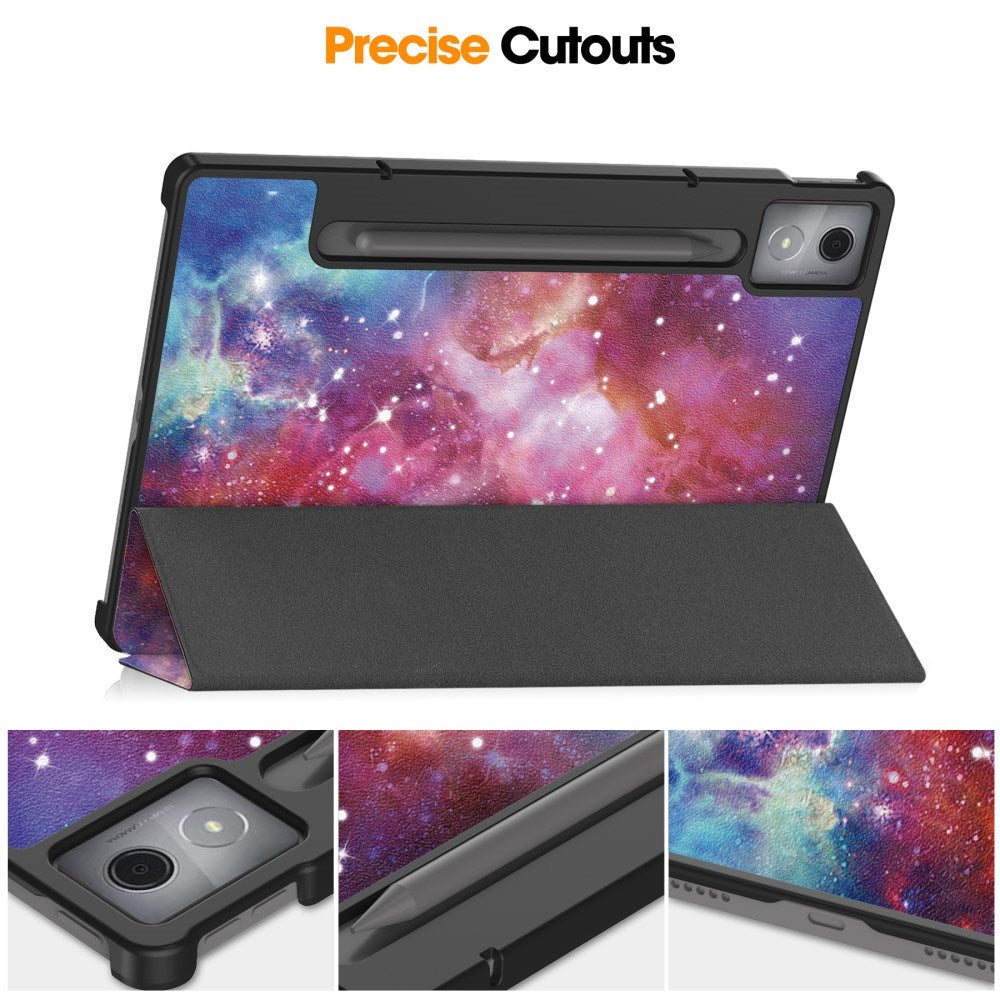 EIDERWOOD Lenovo IdeaTab Pro Tri-Fold Faux Leather Flip Case with Pattern - Galaxy