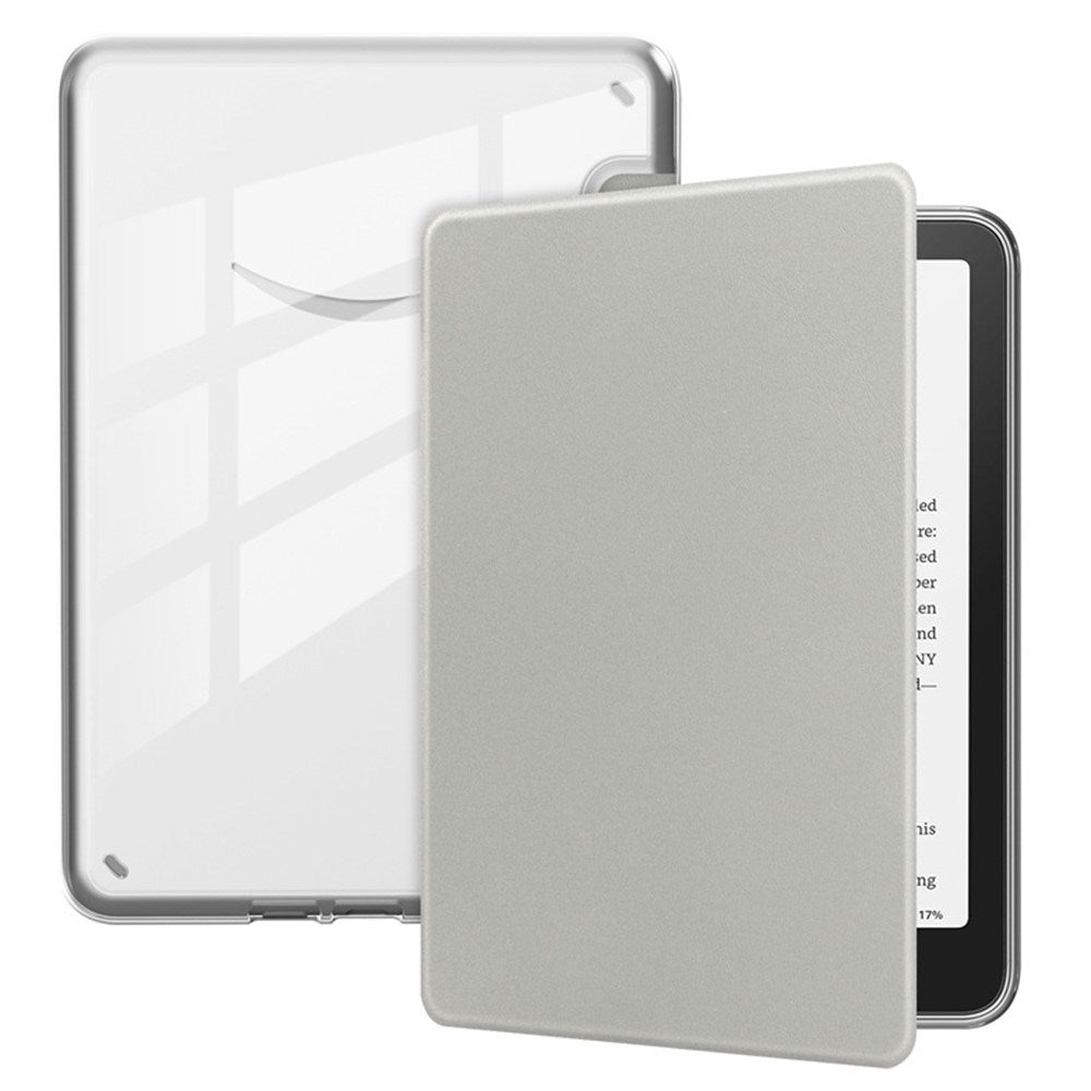 EIDERWOOD Amazon Kindle Paperwhite (2024) Faux Leather Flip Case - Transparent / Grey