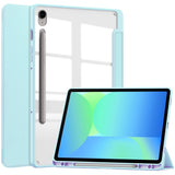 EIDERWOOD Samsung Galaxy Tab S10 Lite / S10 FE / S9 FE Flip Case - Stand Function & Stylus Pen Holder - Transparent / Light Blue