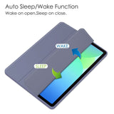 EIDERWOOD Samsung Galaxy Tab S10 Lite / S10 FE / S9 FE Flip Case - Stand Function & Stylus Pen Holder - Transparent / Gray Purple