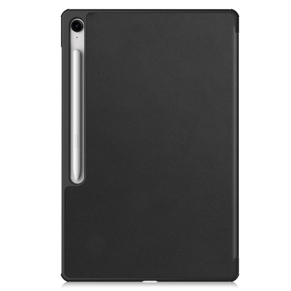 EIDERWOOD Samsung Galaxy Tab S10 FE+ (Plus) Faux Leather Flip Case with Stand Function & Pencil Holder - Black