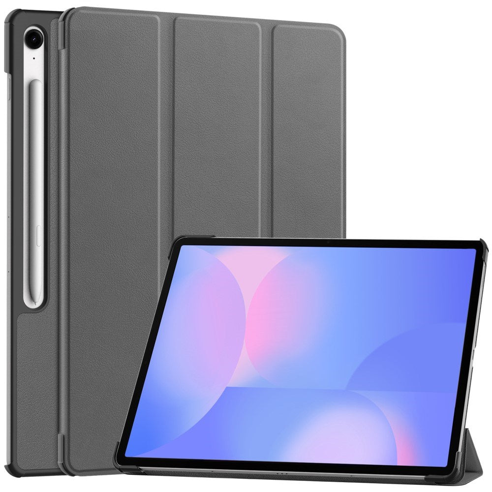 EIDERWOOD Samsung Galaxy Tab S10 FE+ (Plus) Faux Leather Flip Case with Stand Function & Pencil Holder - Grey