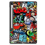EIDERWOOD Samsung Galaxy Tab S10 FE+ (Plus) Tri-Fold Faux Leather Flip Case with Pattern - Graffiti