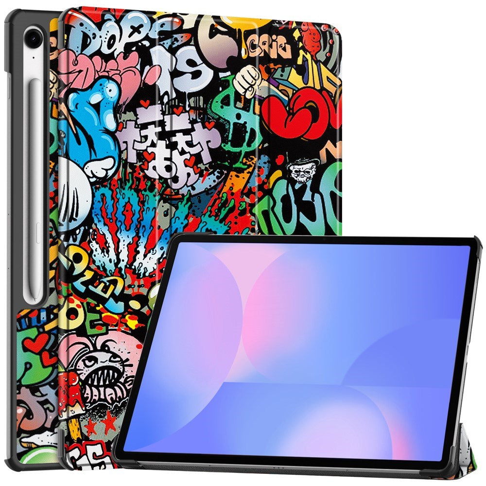 EIDERWOOD Samsung Galaxy Tab S10 FE+ (Plus) Tri-Fold Faux Leather Flip Case with Pattern - Graffiti