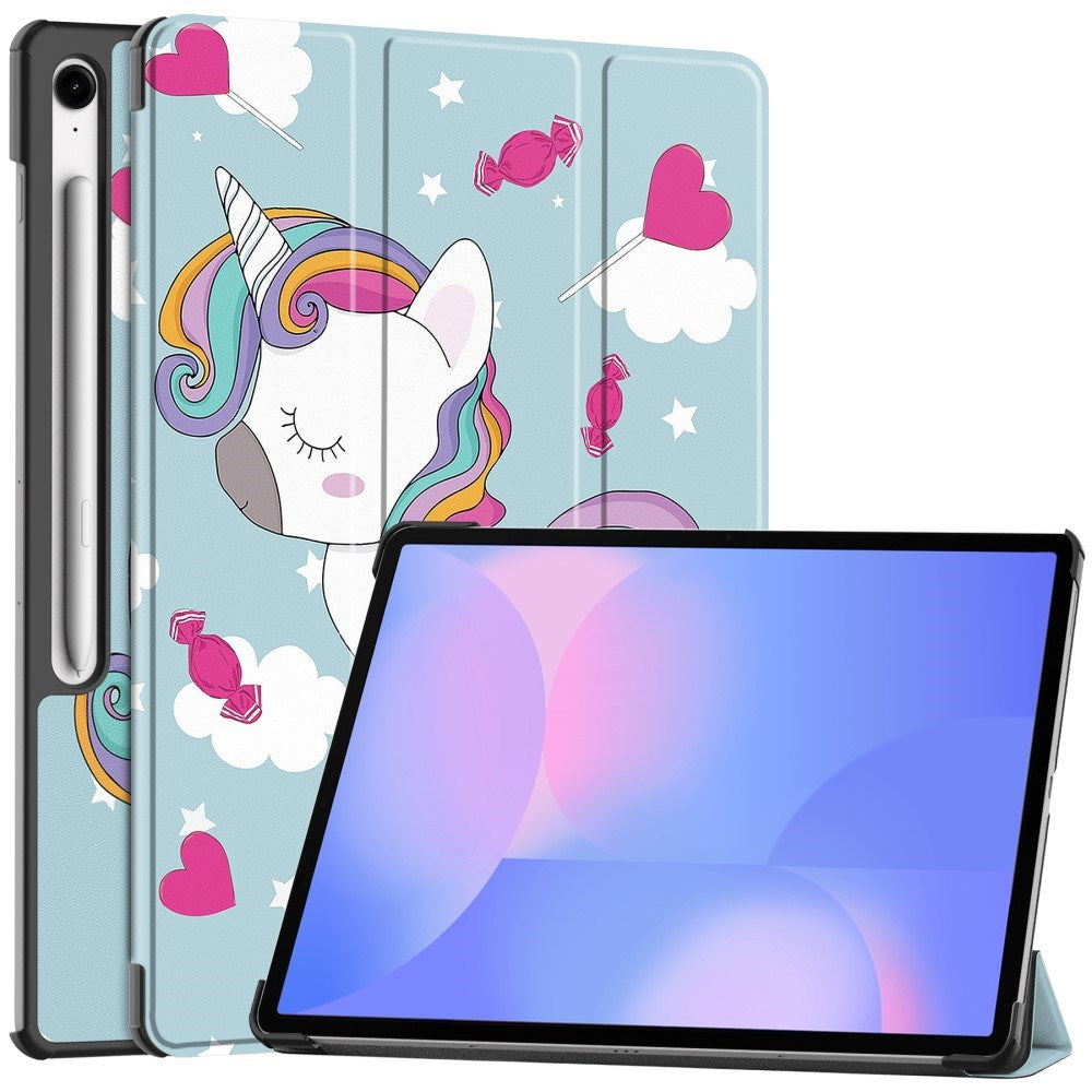 EIDERWOOD Samsung Galaxy Tab S10 FE+ (Plus) Tri-Fold Faux Leather Flip Case with Pattern - Unicorn