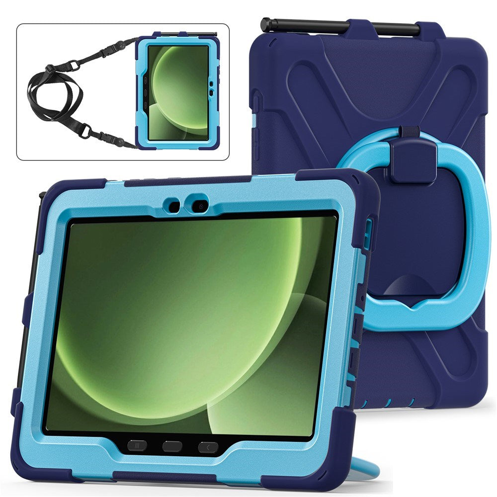 Samsung Galaxy Tab Active5 Pro / Active4 Pro EIDERWOOD Hybrid Plastic Kids Case w. Kickstand & Strap - Blue