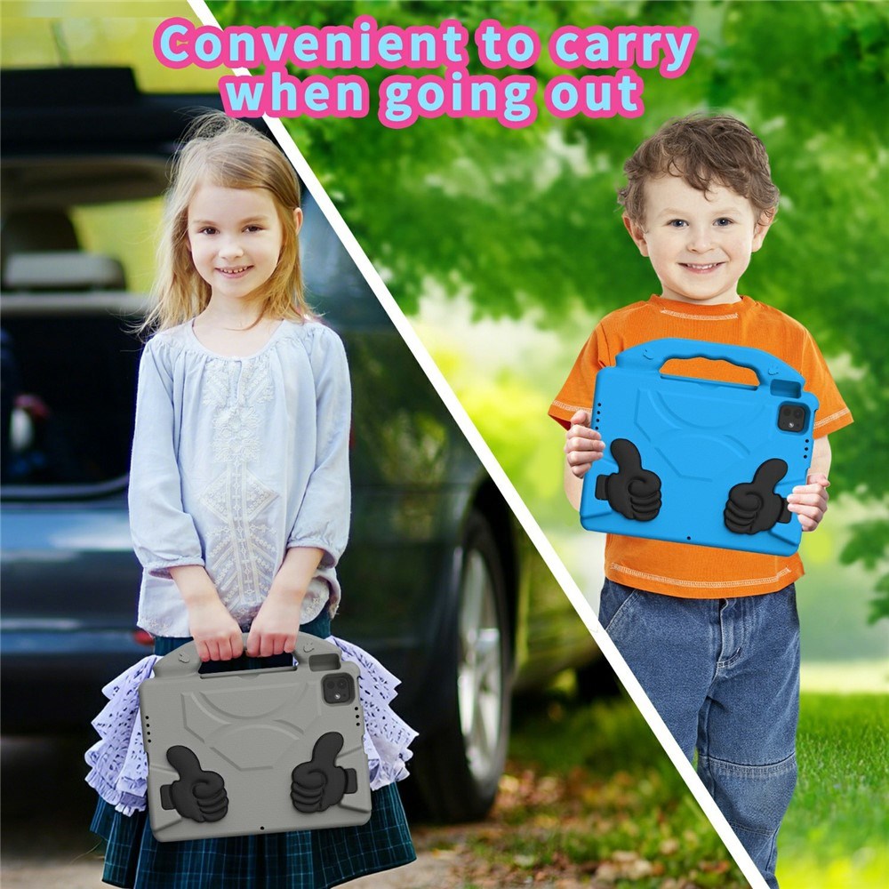 EIDERWOOD iPad Pro 11" (2025 - 2018) / Air (2022 / 2020) Kids Case with Thumb Kickstand - Grey