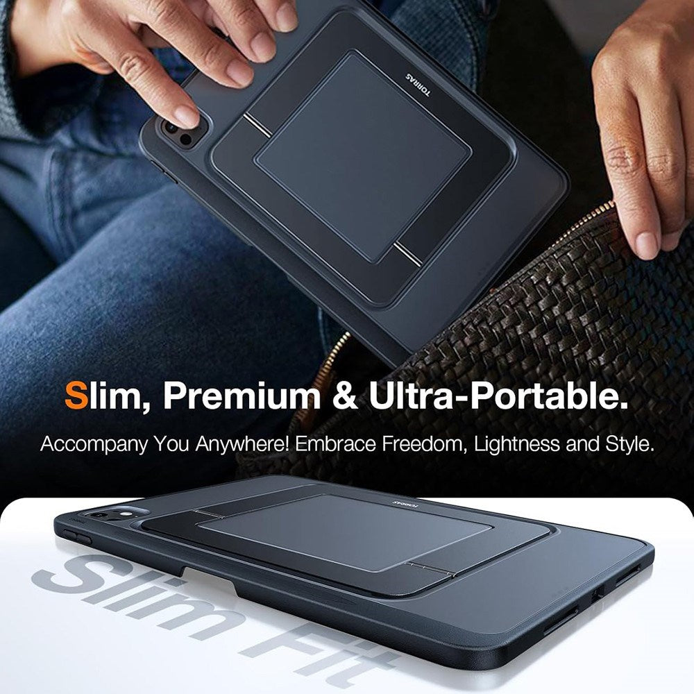 iPad Pro 13" (2024) TORRAS Case with Kickstand & Apple Pencil Holder – Transparent/Black