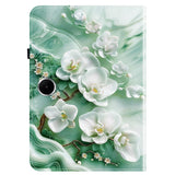 OnePlus Pad Lite EIDERWOOD Leather Flip Case with Motif - Flowers / White