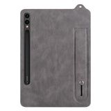 EIDERWOOD Samsung Galaxy Tab S11 Ultra Hard Plastic Faux Leather Coated Case with Handle - Grey