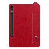 EIDERWOOD Samsung Galaxy Tab S11 Ultra Hard Plastic Faux Leather Coated Case with Handle - Red