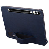 EIDERWOOD Samsung Galaxy Tab S11 Ultra Hard Plastic Faux Leather Coated Case with Handle - Dark Blue