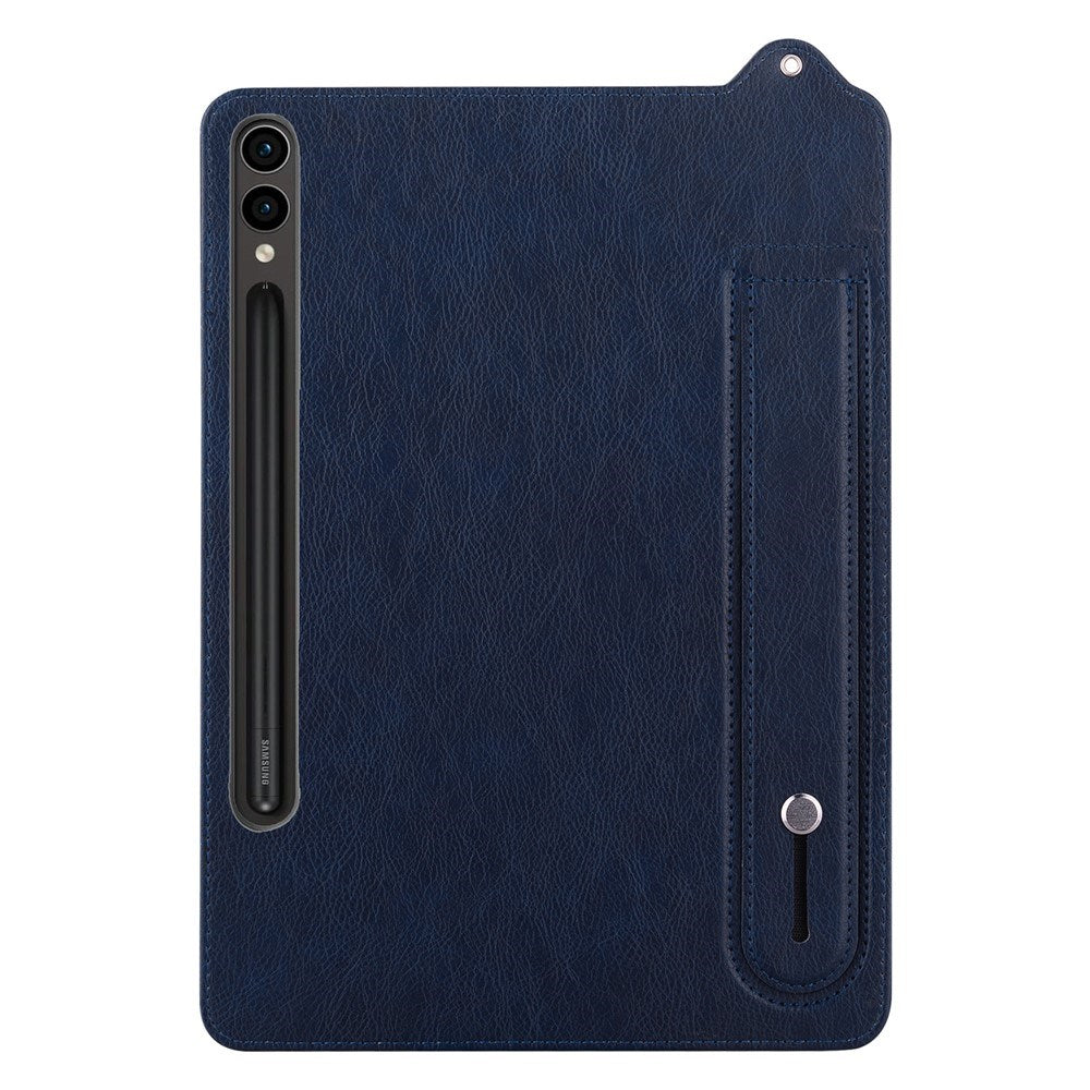 EIDERWOOD Samsung Galaxy Tab S11 Ultra Hard Plastic Faux Leather Coated Case with Handle - Dark Blue