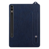 EIDERWOOD Samsung Galaxy Tab S11 Ultra Hard Plastic Faux Leather Coated Case with Handle - Dark Blue