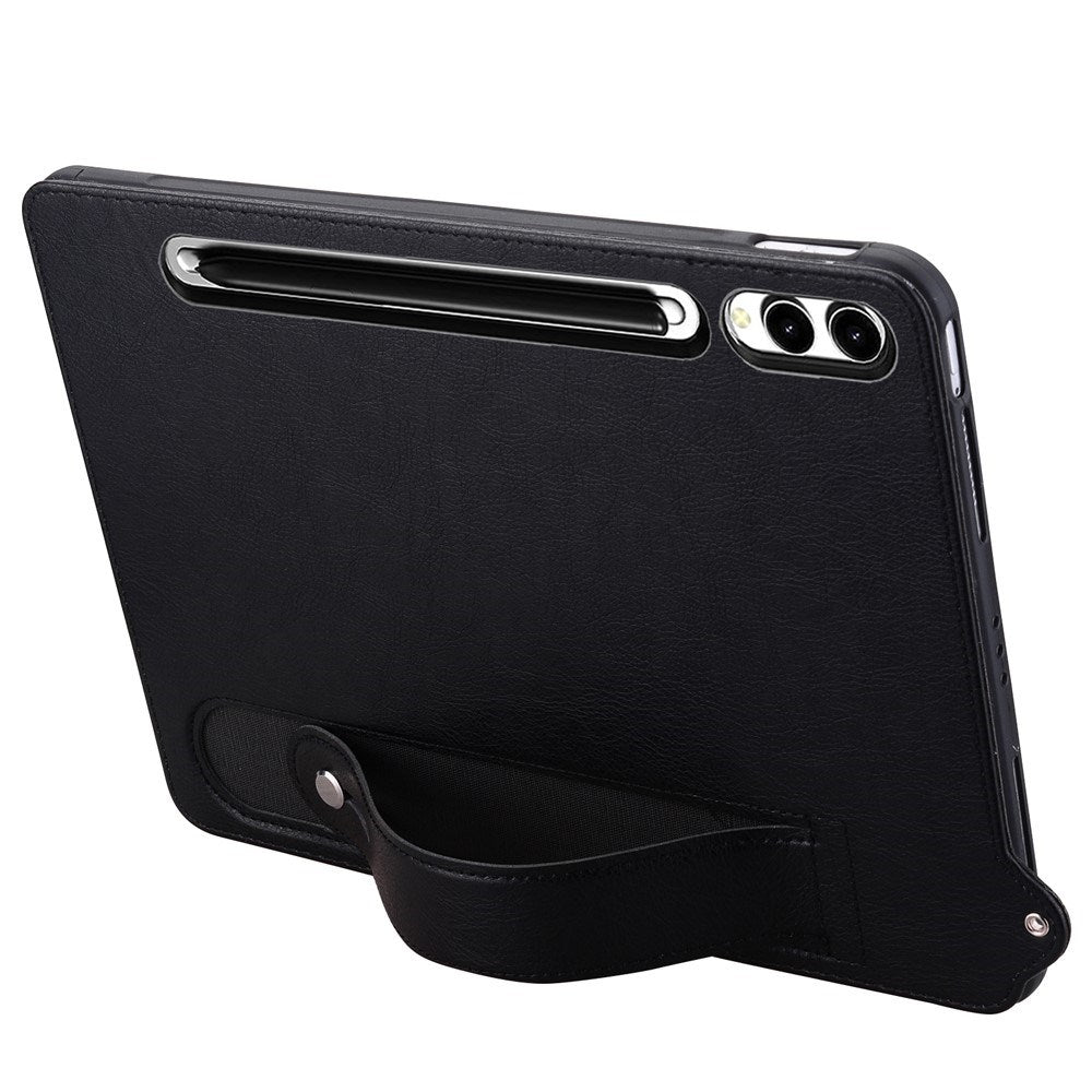 EIDERWOOD Samsung Galaxy Tab S11 Ultra Hard Plastic Faux Leather Coated Case with Handle - Black