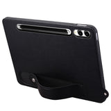EIDERWOOD Samsung Galaxy Tab S11 Ultra Hard Plastic Faux Leather Coated Case with Handle - Black