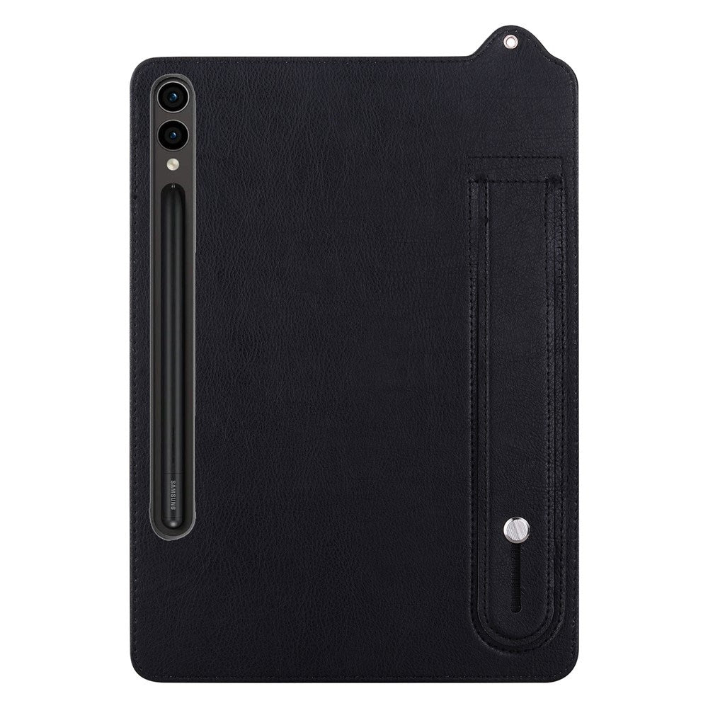 EIDERWOOD Samsung Galaxy Tab S11 Ultra Hard Plastic Faux Leather Coated Case with Handle - Black