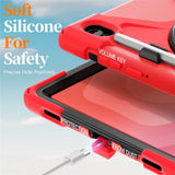 EIDERWOOD Samsung Galaxy Tab S11 Shockproof Case with 360 Degree Rotatable Kickstand & Velcro Strap - Red