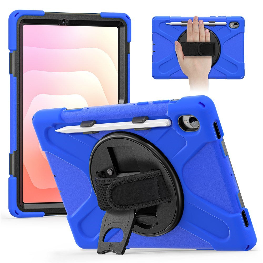 EIDERWOOD Samsung Galaxy Tab S11 Shockproof Case with 360 Degree Rotatable Kickstand & Velcro Strap - Blue