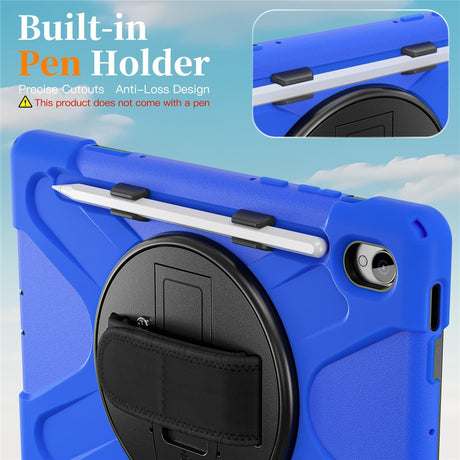 EIDERWOOD Samsung Galaxy Tab S11 Shockproof Case with 360 Degree Rotatable Kickstand & Velcro Strap - Blue