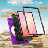 EIDERWOOD Samsung Galaxy Tab S11 Shockproof Case with 360 Degree Rotatable Kickstand & Velcro Strap - Purple